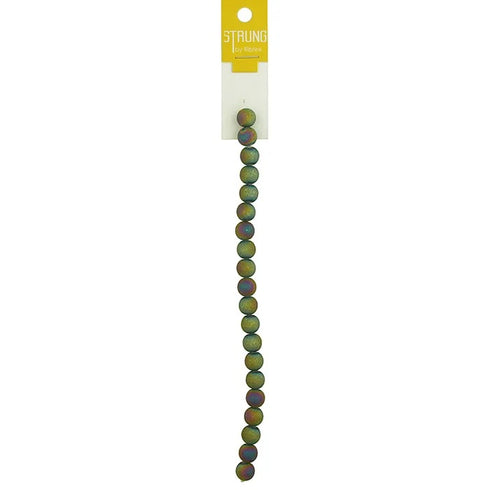 10mm Matt Glitter AB Colour Round Glass Strung Beads